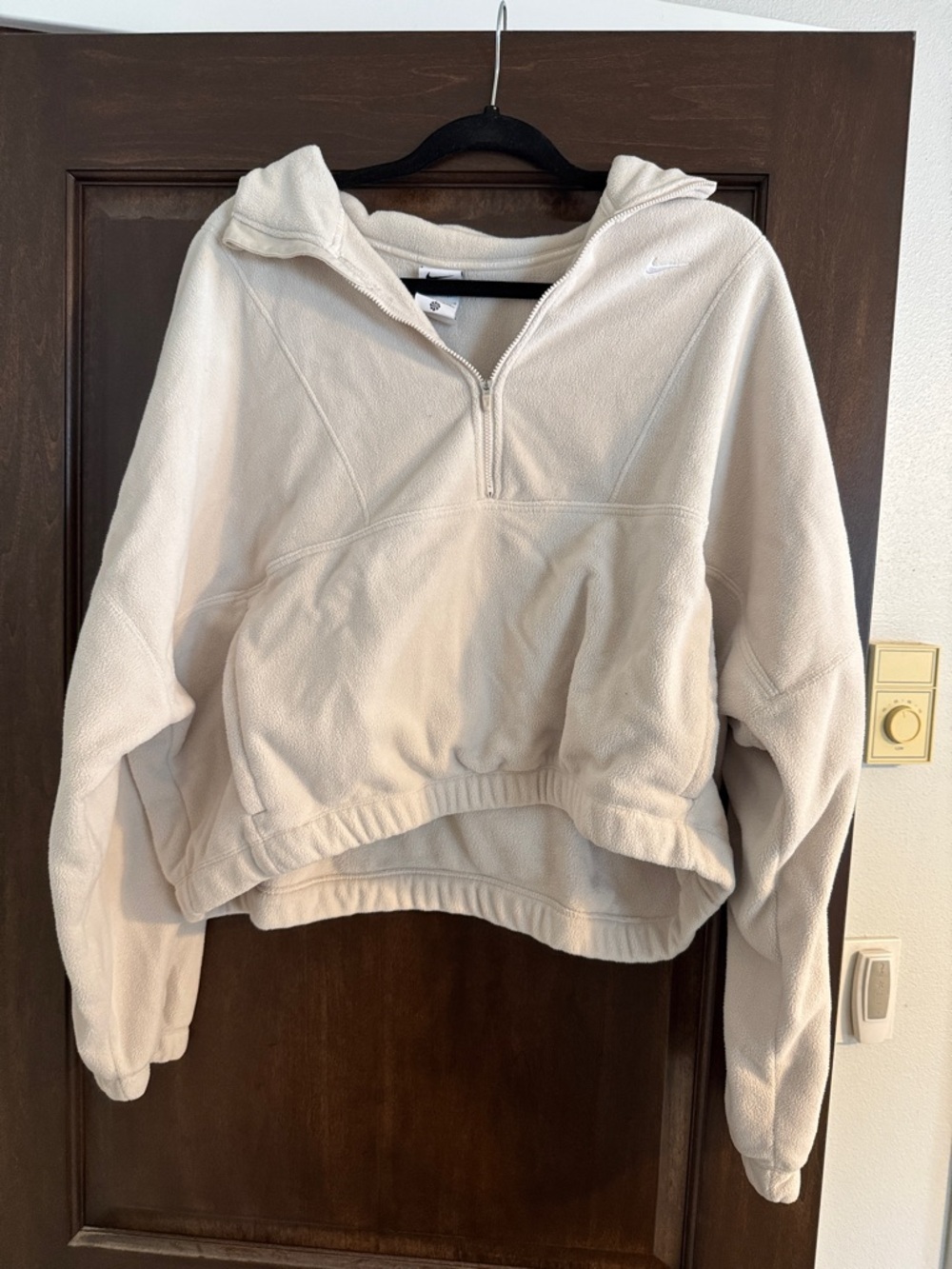 Nike Cream Half-Zip Hooded Fleece Pullover Sweatshirt
